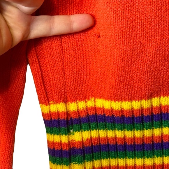 Vintage Starlight Trading Inc Rainbow Striped Button Cardigan 100% Acrylic Korea - Picture 13 of 14